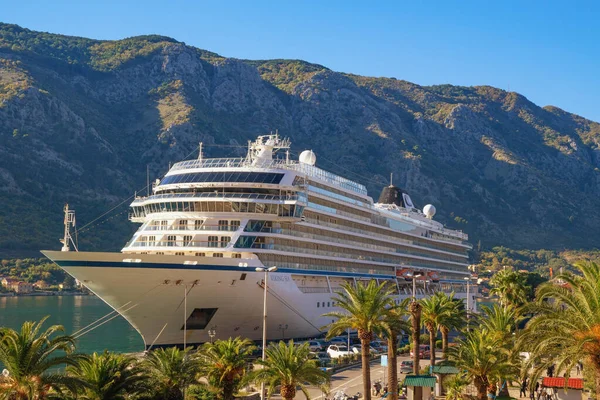 Kotor, Montenegro - November 05, 2025:  Cruise ship VIKING SEA in port near Old Town of Kotor. Bay of Kotor, Montenegro