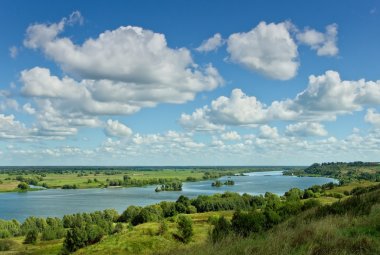 Oka Nehri manzarası. Orta Rusya