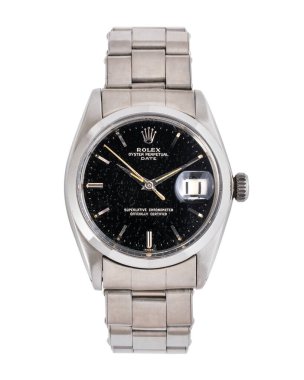 Rolex Oyster Perpetual Date otomatik kurmalı saat, referans 1500, siyah parıltılı kadranlı. Milan mı? İtalya, 18 Nisan 2025