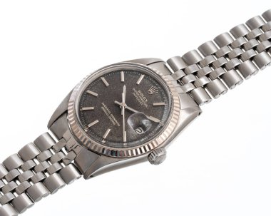 Rolex Oyster Perpetual Date otomatik kurmalı saat, referans 1500, siyah parıltılı kadranlı. Milan mı? İtalya, 18 Nisan 2025