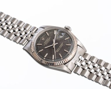 Rolex Oyster Perpetual Date otomatik kurmalı saat, referans 1500, siyah parıltılı kadranlı. Milan mı? İtalya, 18 Nisan 2025