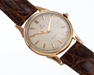 Rolex el yaralanması saat, hassas model, gül sarısı çantalı 4411 'e referans. Milan, İtalya, 14 Nisan 2025