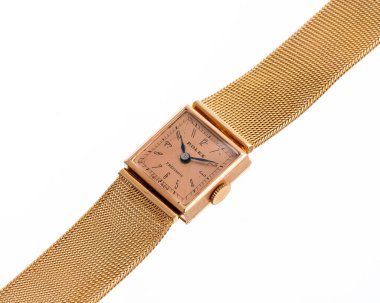 Rolex el yaralanması saat, hassas model, referans 3519, somon rengi kadranlı 18 kt altın çanta. Milan, İtalya, 14 Nisan 2025