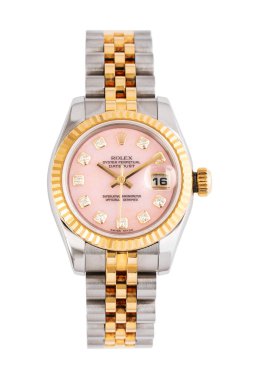 Rolex otomatik kurmalı saat, sadece Lady modeli, referans 179173, çelik ve sarı altın çanta ve elmas indeksleri. İtalya, 14 Nisan 2025