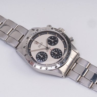 Rolex el yapımı kronograf, Paul Newman Daytona modeli, çelik çantalı 6262. Milan mı? İtalya 1 Eylül 2025