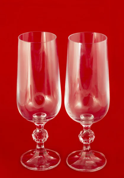 Two glasses  on a red background — Stock Photo, Image