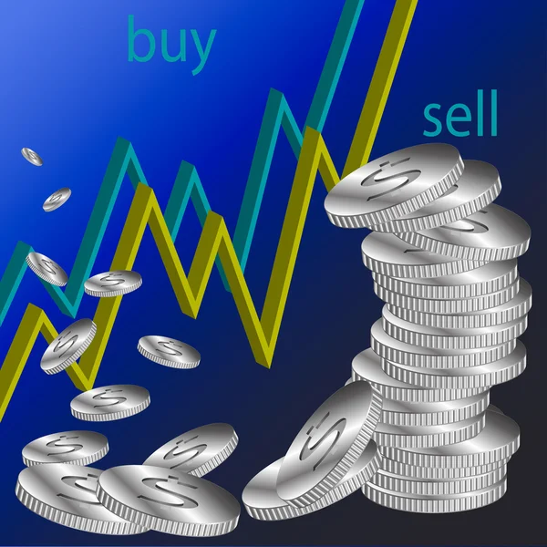 Business diagram on financial report with coins — Stock Photo, Image