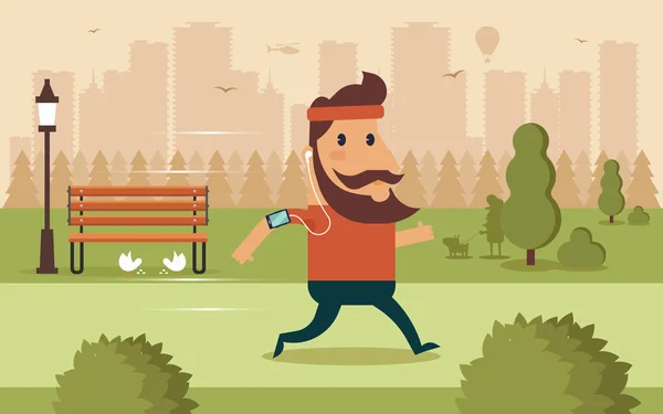 Komik karakter parkta çalıştıran