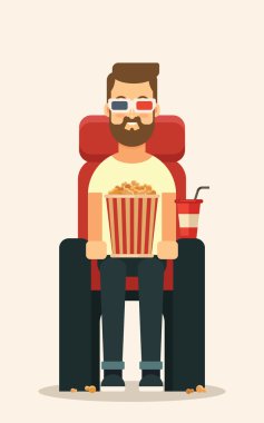 Patlamış mısır ve sinema film izlerken Soda ile karakter