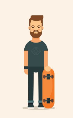 Sakallı karakteri kaykay ile