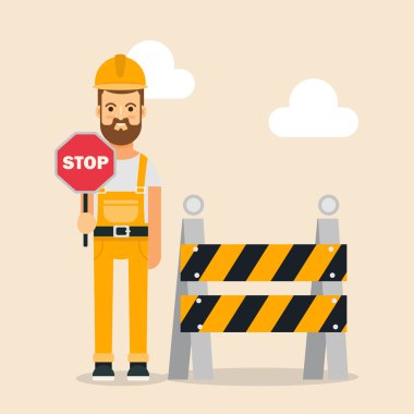 Dur işareti yol bariyer yakın tutarak Oluşturucu