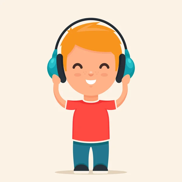 Happy Kid escuchando música — Vector de stock