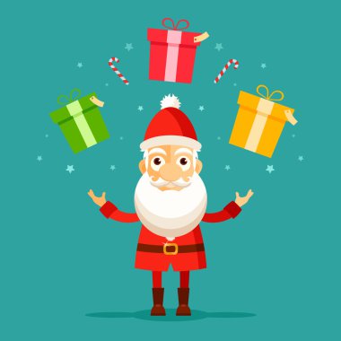 Komik Noel Baba hediye kutuları ile