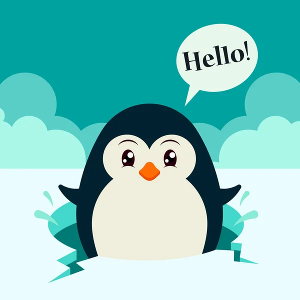 Pinguim engraçado dizendo Olá —  Vetores de Stock