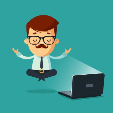 Belgili tanımlık Laptop meditasyon işadamı