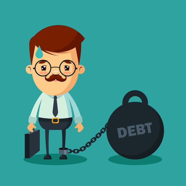 Работник офиса с большим весом долга
