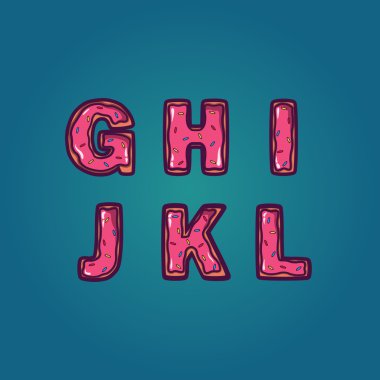 Vektör Donut harfler. 2 / 4 ayarla