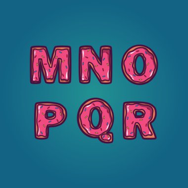 Vektör Donut harfler. 3 4 ayarla