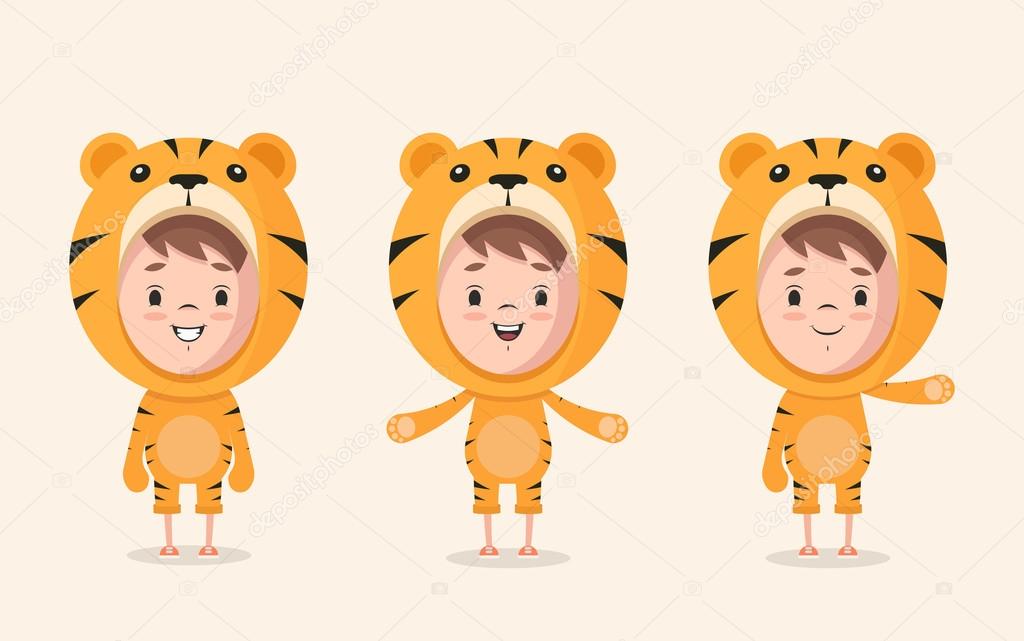 Cute Kids in Tiger Costumes Stock Vector Image by ©stickerama #99382476