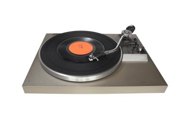 Vintage record player with vinyl record clipart