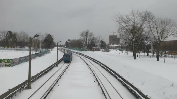 Pohled Mostu Metro Městě Zimě Doprava Metro — Stock video