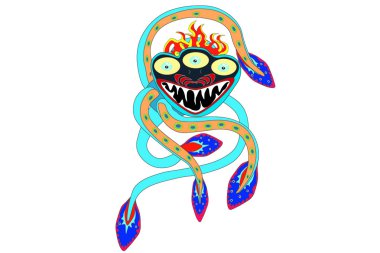 Monster with the tentacles of the squid clipart