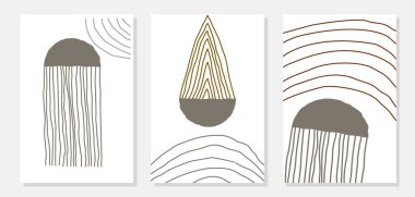 Terracotta kemerleri, güneş hattı sanatı ve doğal toprak tonlarında organik botanik şekiller içeren soyut minimalist bohem duvar sanatı. Modern İskandinav estetik poster tasarımı