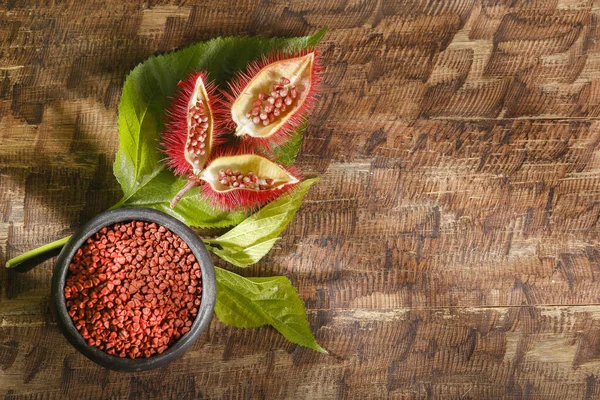 Annatto Seeds Onoto Annatto Bixa Orellana Natural Red Pigment — Stock Photo, Image