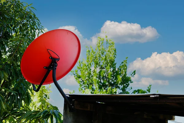 Antena Odbiorcza Telewizyjna Zainstalowana Obszarach Wiejskich Obszar Oddalony — Zdjęcie stockowe