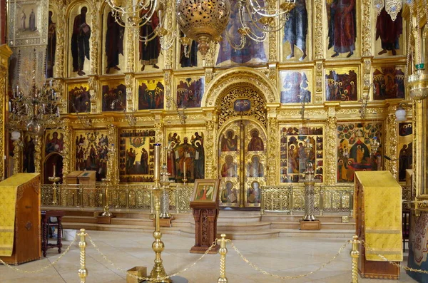 Sergiev Posad Russia July 2019 Interior Iconostasis Assumption Cathedral Trinity — Stock Photo, Image