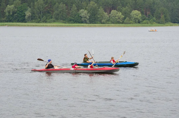 Région Tver Russie Juillet 2018 Des Enfants Font Kayak Sur — Photo