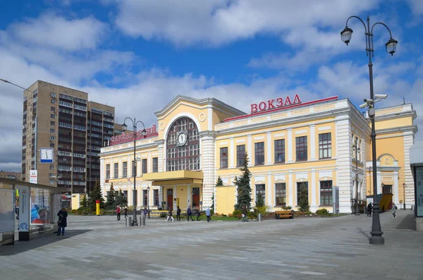 Moskva Rusko Dubna 2021 Budova Železniční Stanice Savelovskij Slunečného Jarního — Stock fotografie