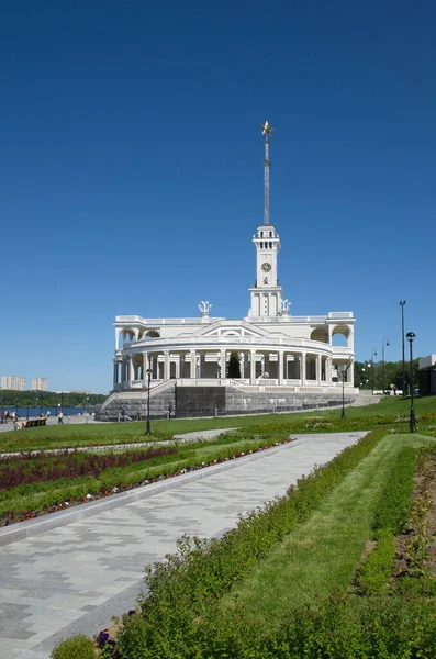 Moscow Russia June 2021 Building Northern River Station Restoration Sunny — Stock Photo, Image