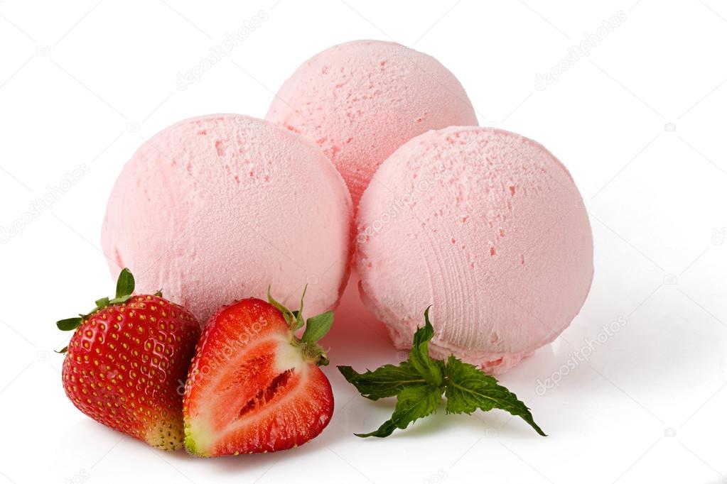 Strawberry Ice Cream Scoop Isolated On Stock Photo 395647603