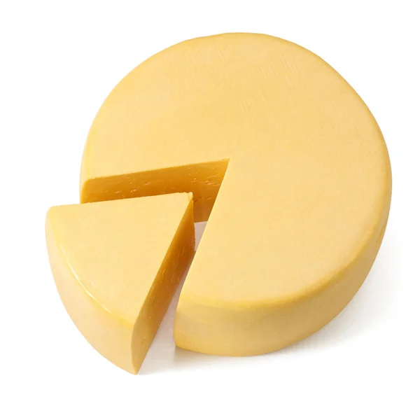 Roda de queijo isolado — Fotografia de Stock