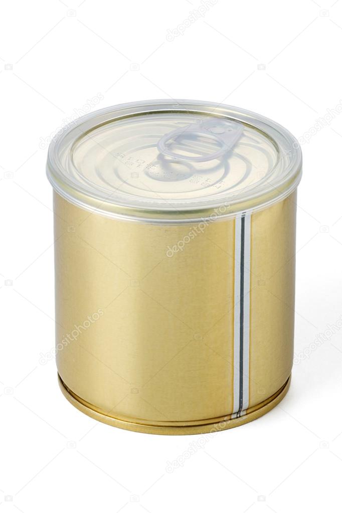 metal tin can with easy open lid 