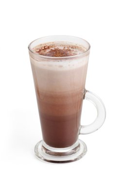 Uzun bir bardak çikolata süt 