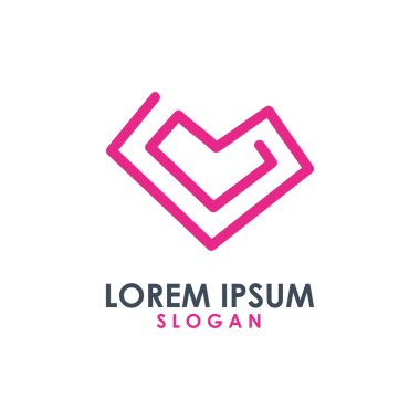 Kalp aşk simge vektör Logo