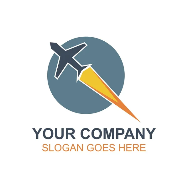 Viajar viajando avião ícone vetor logotipo — Vetor de Stock