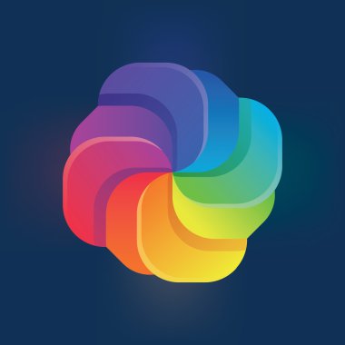 Renkli yel değirmeni soyut logosu