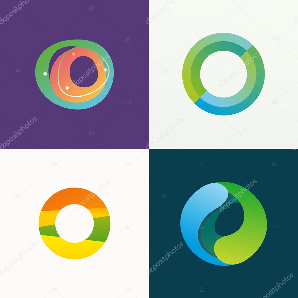 Vector illustration. Logo idea of letter O set