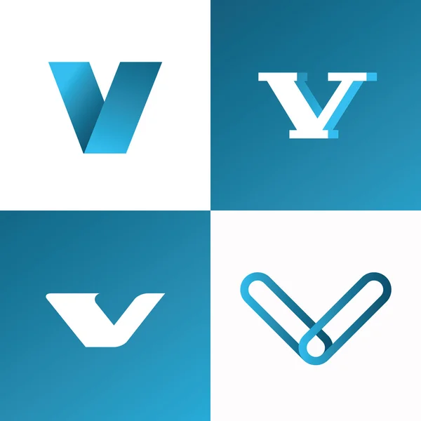 Symbole basierend auf dem Buchstaben v — Stockvektor