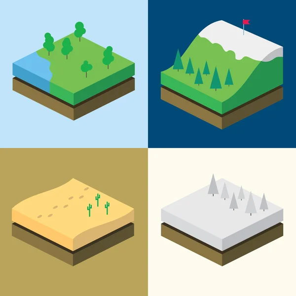 Paisaje icono conjunto — Vector de stock