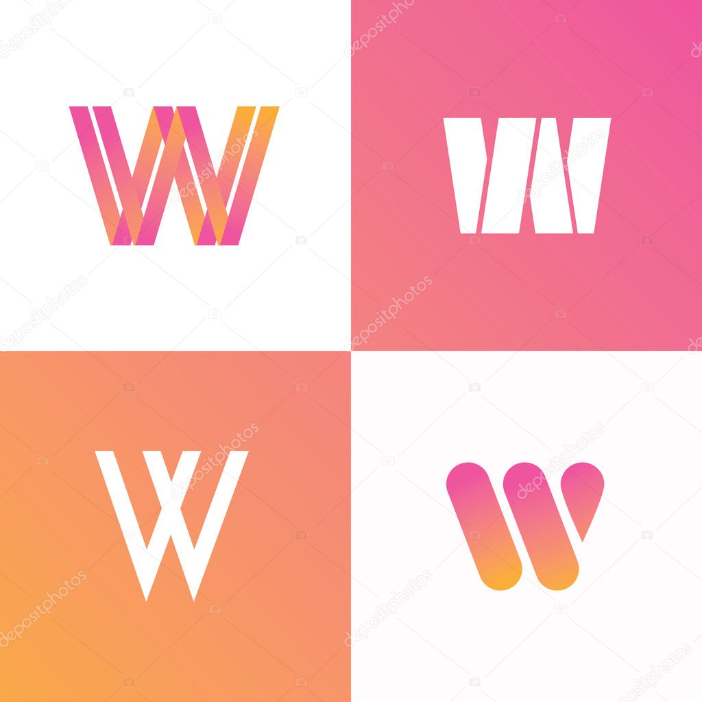 Vector illustration of abstract icons based on the letter W