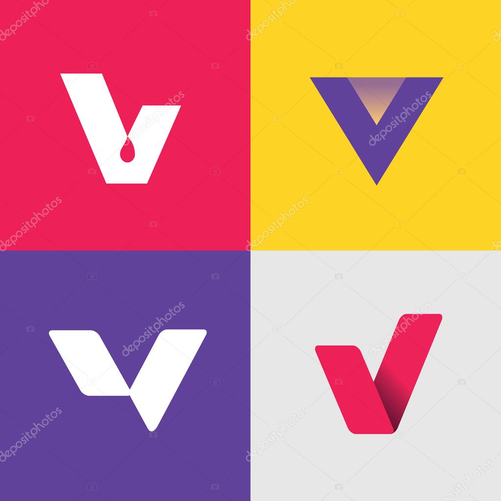 Vector illustration letter v set