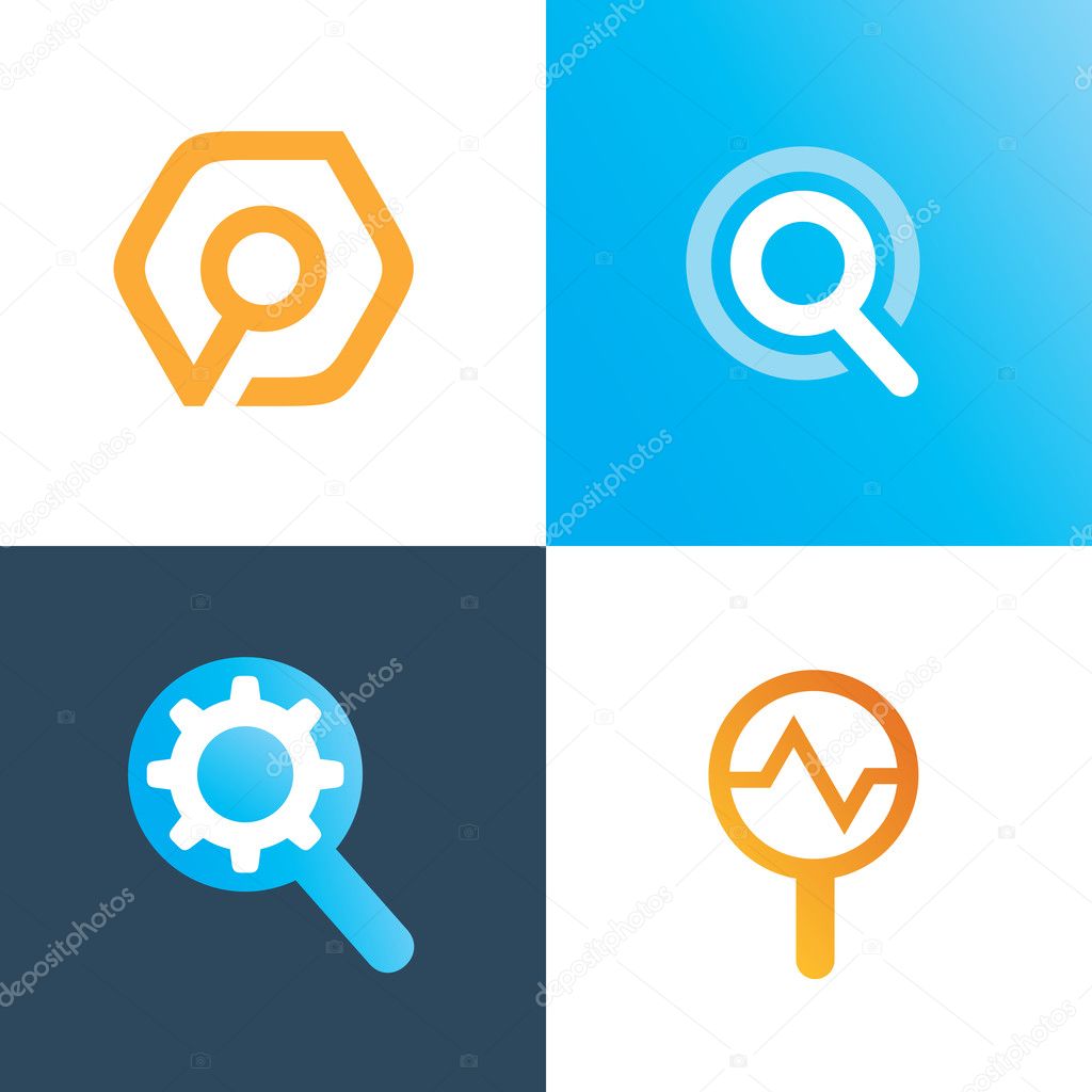 Vector illustration zoom magnifier icons set