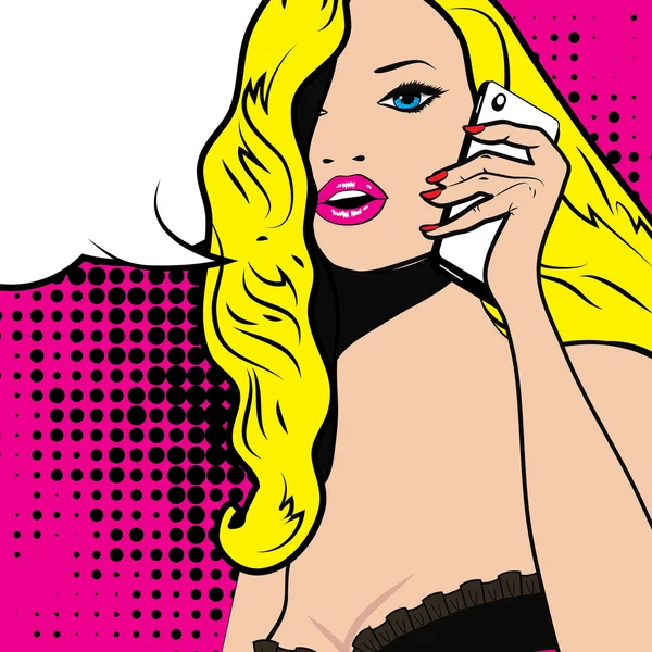 Femme bavarder et parler au téléphone . — Image vectorielle