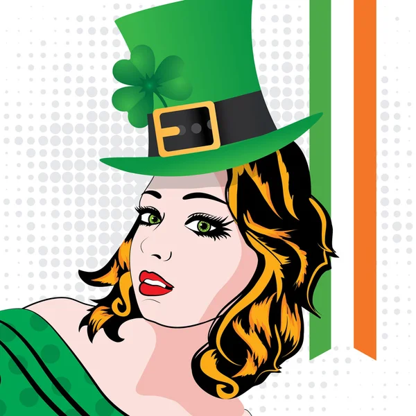 Saint Patrick's Day with irish girl — Stock Vector