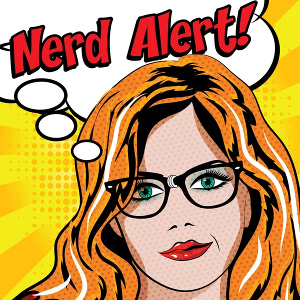 Vrouw met bril - Nerd Alert! — Stockvector