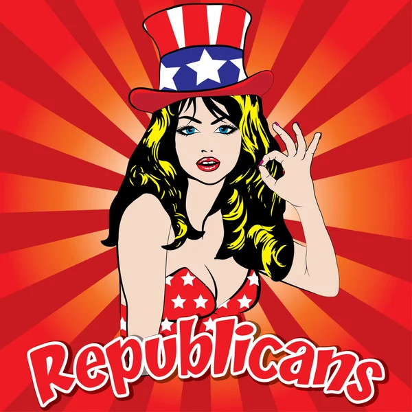 Pop Art Woman - Republikeinen! — Stockvector